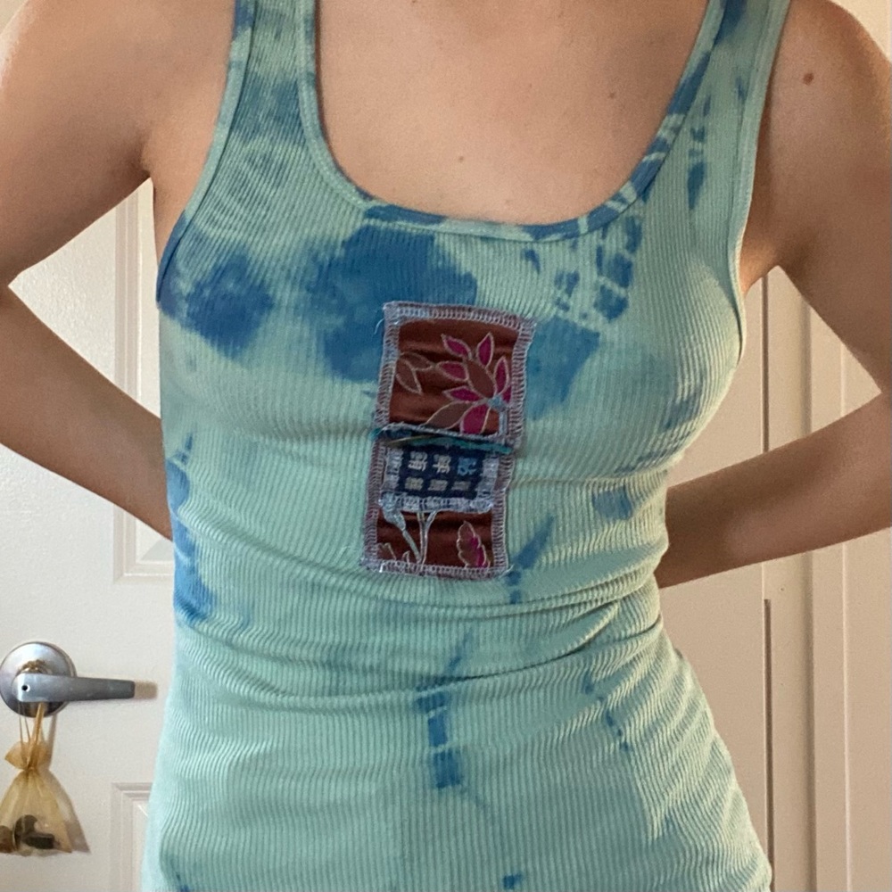Blue Tie-Dye Coin Tank Top